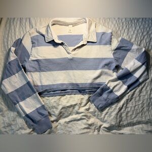 Striped Blue and White Cropped Sweater